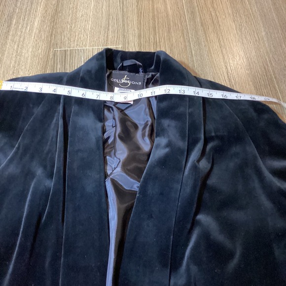 J S COLLECTIONS Black Velvet Open Front Kimono Jacket Size L - Pre Owned - Picture 4 of 7